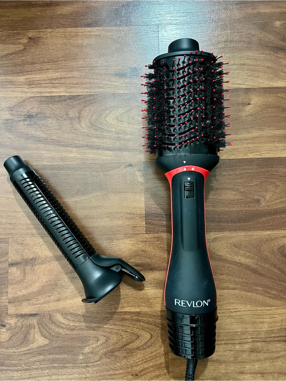 Revlon Black and Red Rotating Hot Air Brush with Detachable Attachment